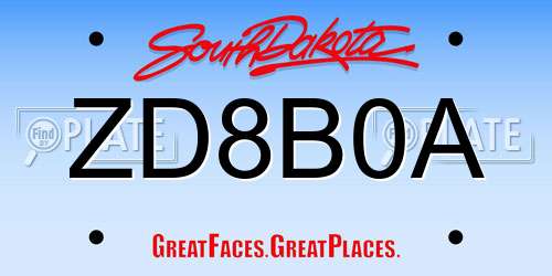 ZD8B0A South Dakota License Plate