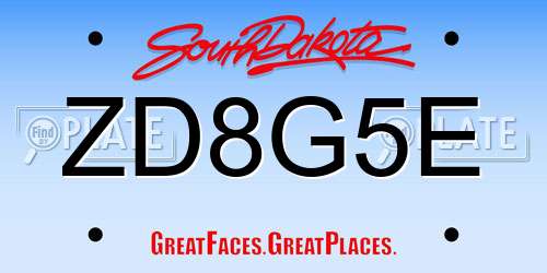 ZD8G5E South Dakota License Plate