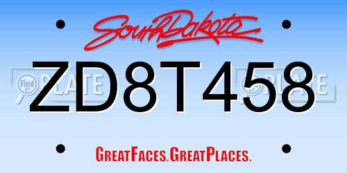 ZD8T458 South Dakota License Plate