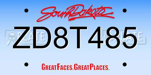 ZD8T485 South Dakota License Plate