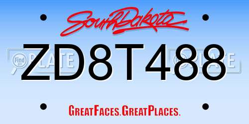ZD8T488 South Dakota License Plate