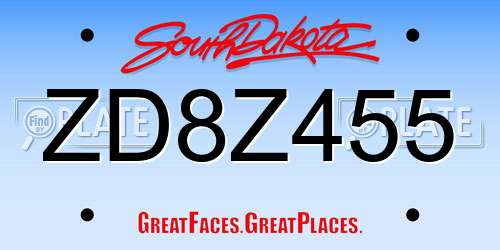 ZD8Z455 South Dakota License Plate