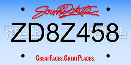 ZD8Z458 South Dakota License Plate