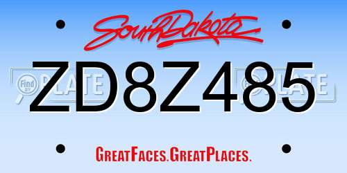 ZD8Z485 South Dakota License Plate