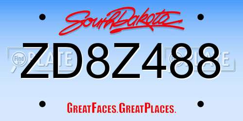 ZD8Z488 South Dakota License Plate