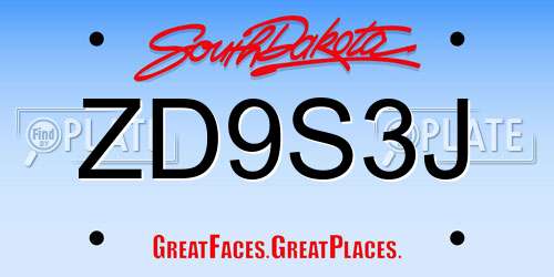 ZD9S3J South Dakota License Plate
