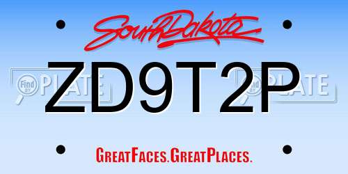 ZD9T2P South Dakota License Plate
