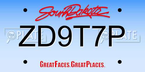 ZD9T7P South Dakota License Plate
