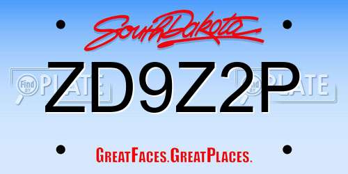 ZD9Z2P South Dakota License Plate