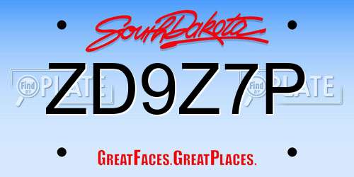 ZD9Z7P South Dakota License Plate