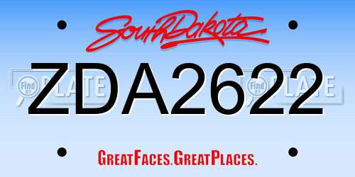 ZDA2622 South Dakota License Plate