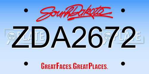 ZDA2672 South Dakota License Plate