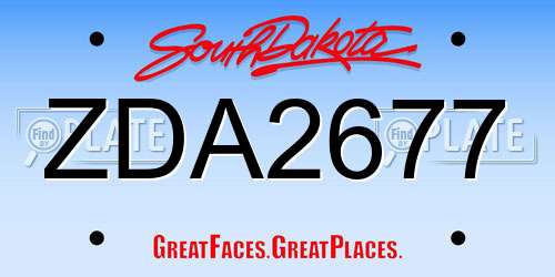 ZDA2677 South Dakota License Plate