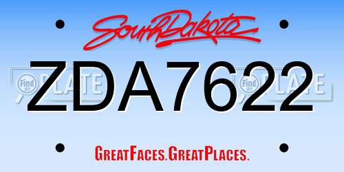 ZDA7622 South Dakota License Plate