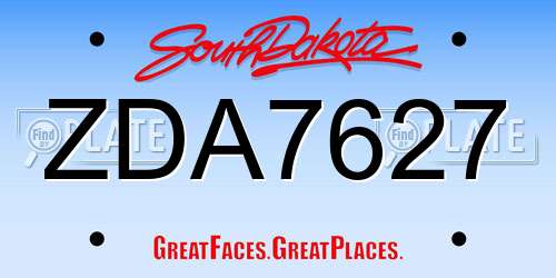 ZDA7627 South Dakota License Plate