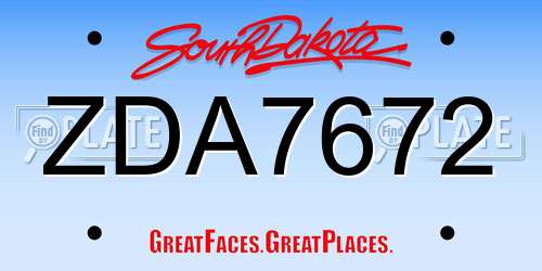 ZDA7672 South Dakota License Plate
