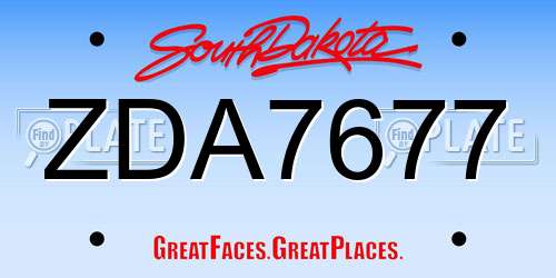 ZDA7677 South Dakota License Plate