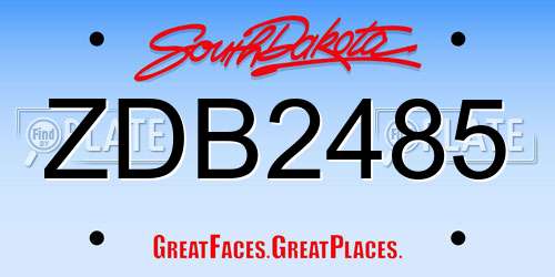 ZDB2485 South Dakota License Plate