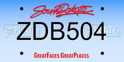ZDB504 South Dakota License Plate