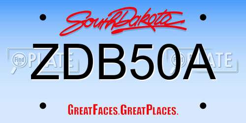 ZDB50A South Dakota License Plate