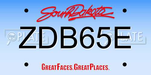 ZDB65E South Dakota License Plate