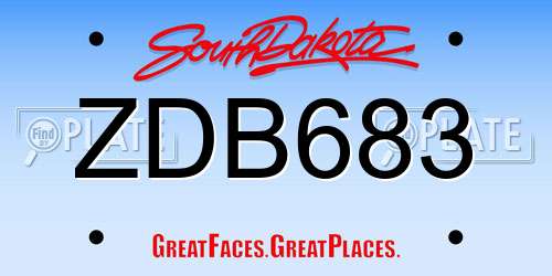 ZDB683 South Dakota License Plate