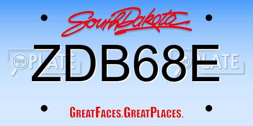 ZDB68E South Dakota License Plate