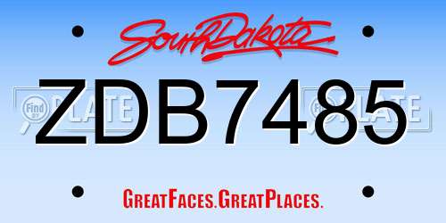 ZDB7485 South Dakota License Plate