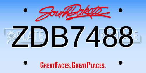 ZDB7488 South Dakota License Plate