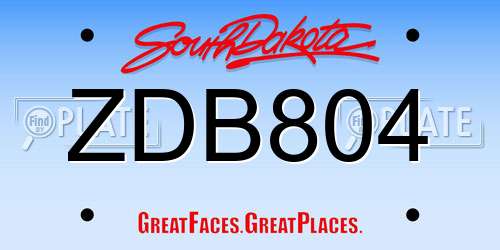 ZDB804 South Dakota License Plate