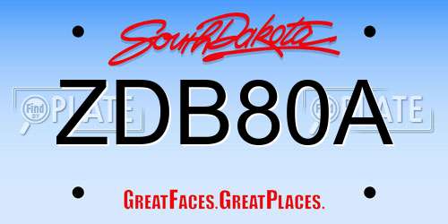 ZDB80A South Dakota License Plate