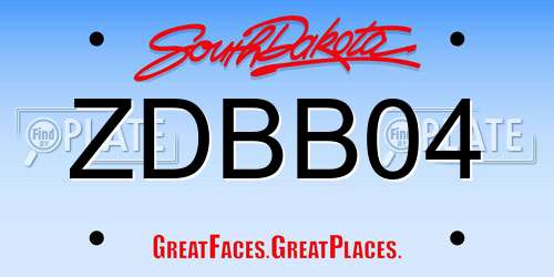 ZDBB04 South Dakota License Plate