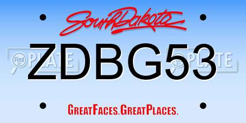 ZDBG53 South Dakota License Plate