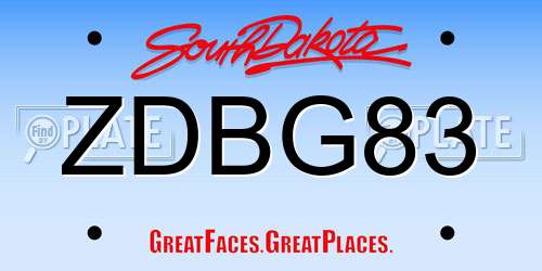 ZDBG83 South Dakota License Plate