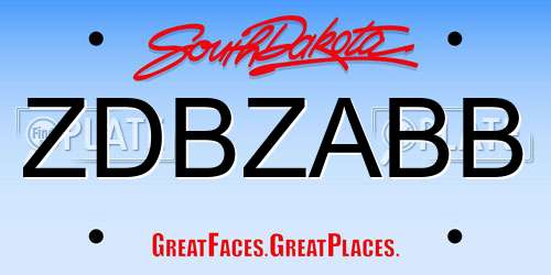 ZDBZABB South Dakota License Plate