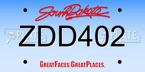 ZDD402 South Dakota License Plate