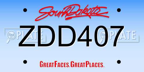 ZDD407 South Dakota License Plate