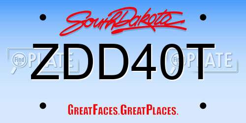 ZDD40T South Dakota License Plate