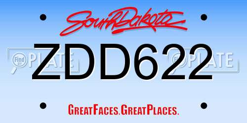 ZDD622 South Dakota License Plate