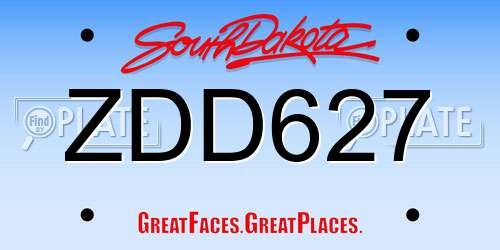 ZDD627 South Dakota License Plate