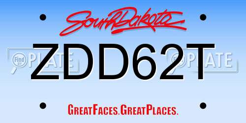 ZDD62T South Dakota License Plate