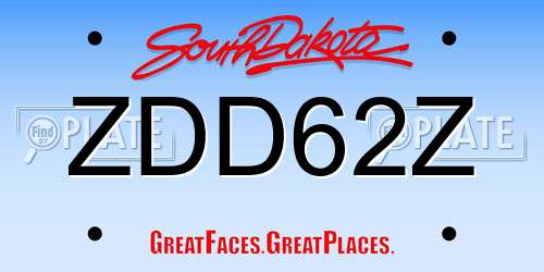 ZDD62Z South Dakota License Plate