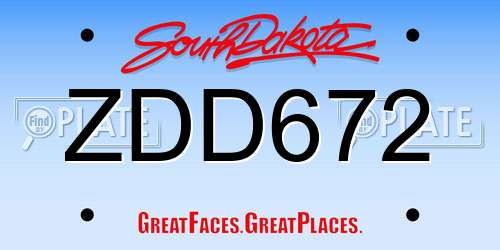 ZDD672 South Dakota License Plate