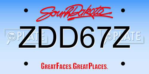ZDD67Z South Dakota License Plate
