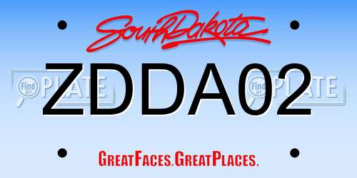 ZDDA02 South Dakota License Plate