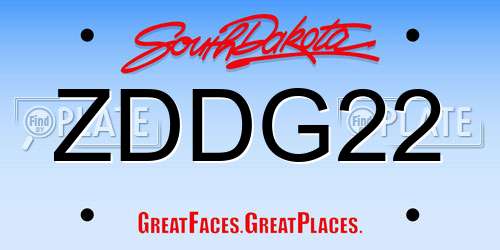 ZDDG22 South Dakota License Plate