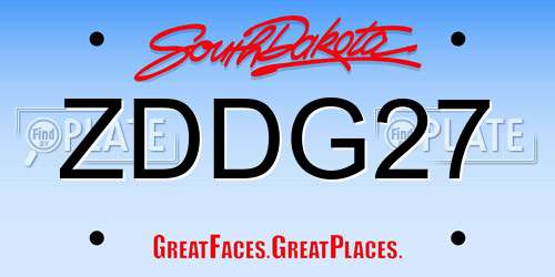 ZDDG27 South Dakota License Plate