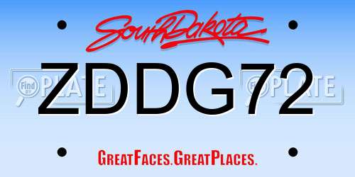 ZDDG72 South Dakota License Plate