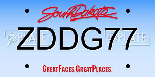 ZDDG77 South Dakota License Plate
