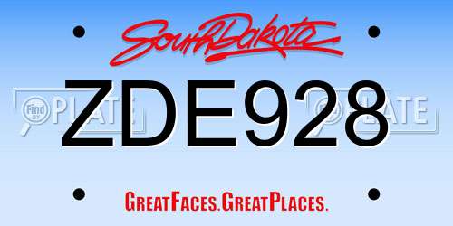 ZDE928 South Dakota License Plate